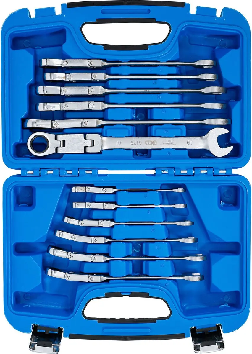 BGS technic ratelring-steeksleutelset plooibaar 8-19mm 12-delig - afbeelding 3 van 6