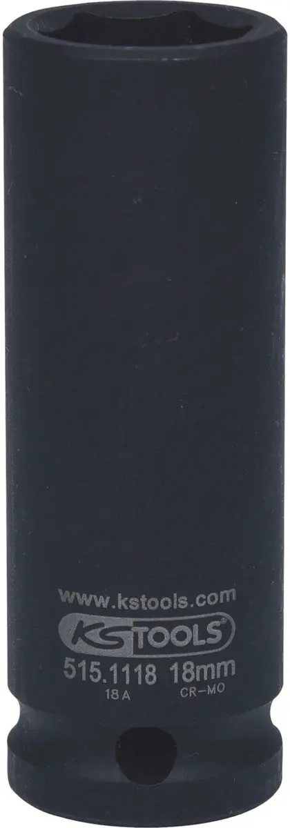 KS Tools 515.1118 Lange 6-Kant Dopsleutel - 18mm - 1/2" - afbeelding 4 van 6