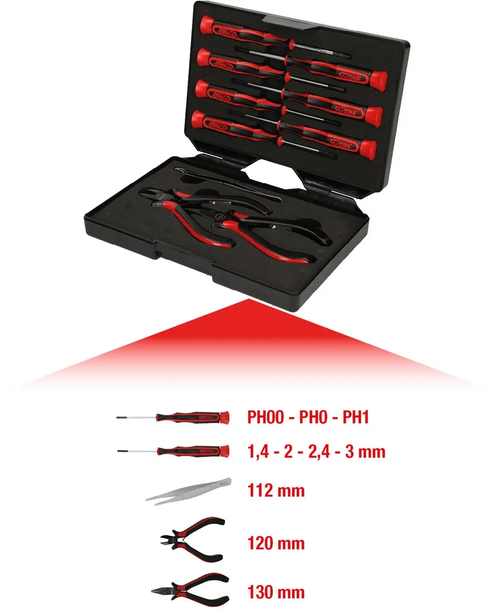 KS Tools 500.7180 Gereedschapset 10-delig - Zwart/Rood - afbeelding 2 van 5