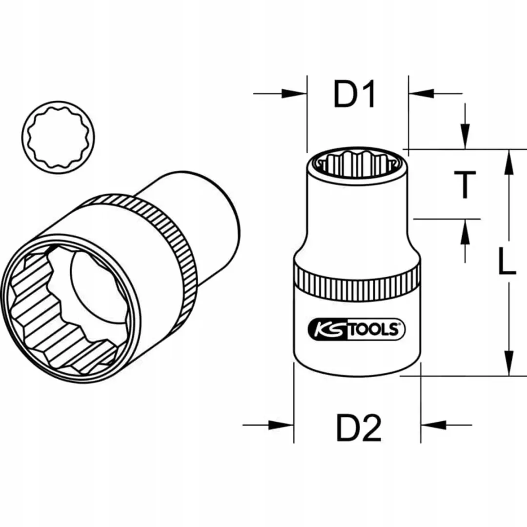 KS Tools Dopsleuteldop 3/4" 12-kant - 13/16" Kort - afbeelding 3 van 3