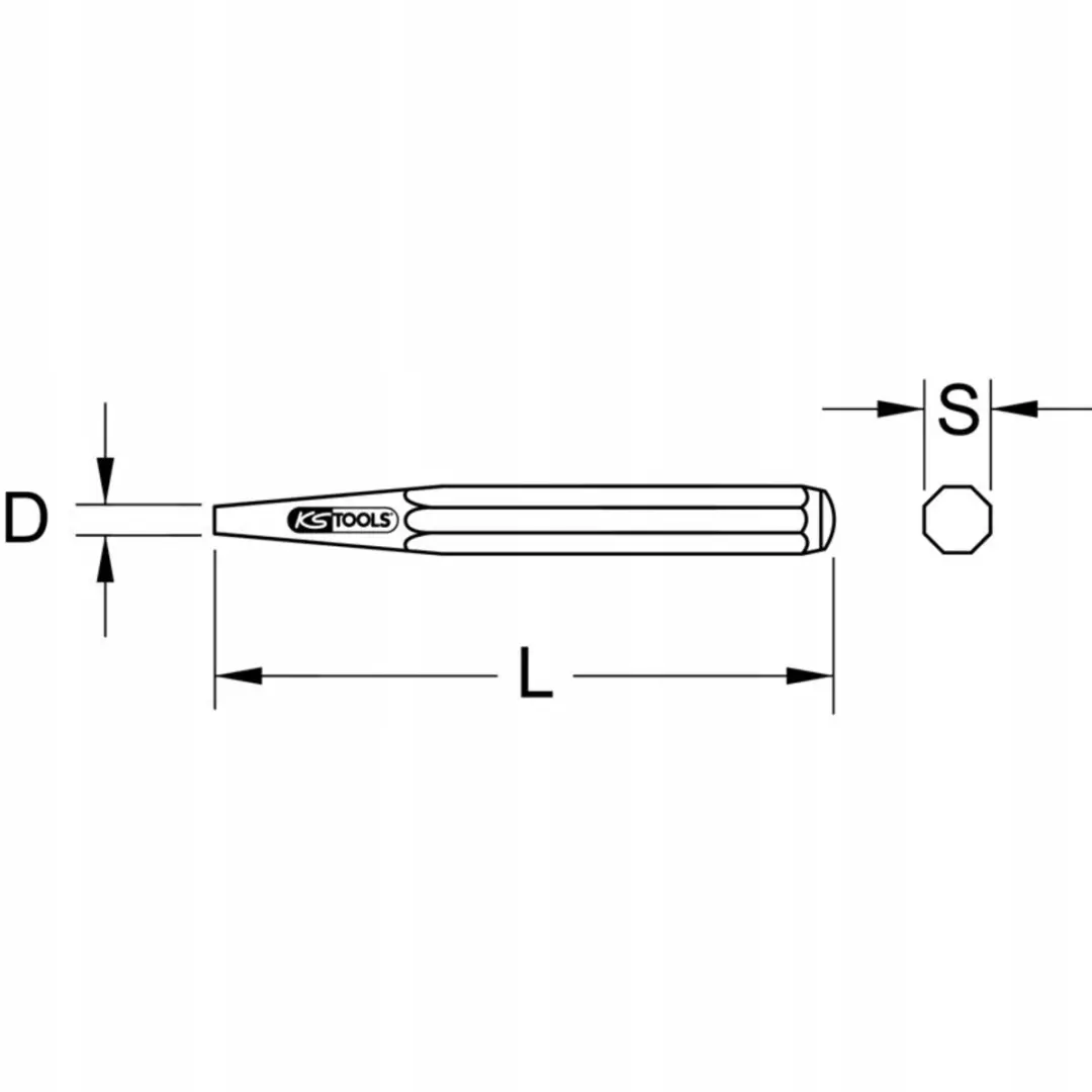 KS Tools 8mm Achtkantige Doorsteker, 120mm Lengte