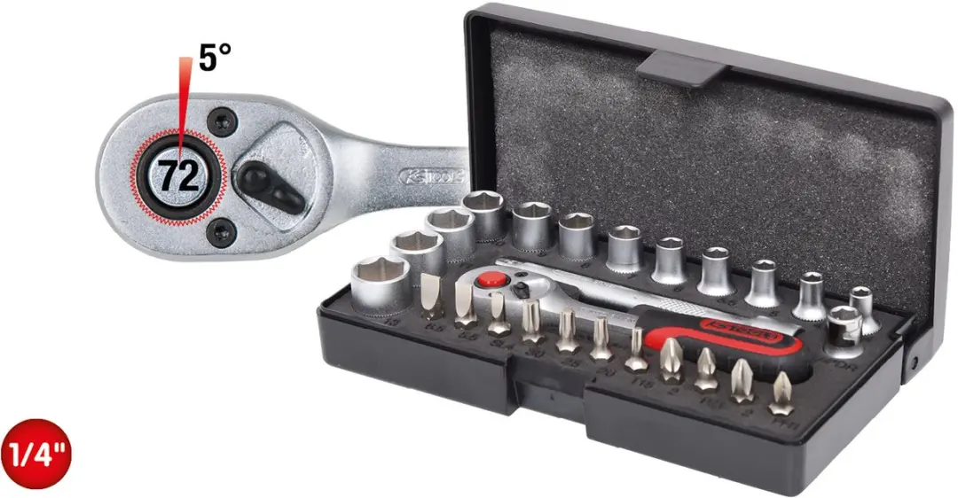 KS Tools Ratelsleutel en doppenset 1/4" 26-delig 917.0626 - afbeelding 3 van 6