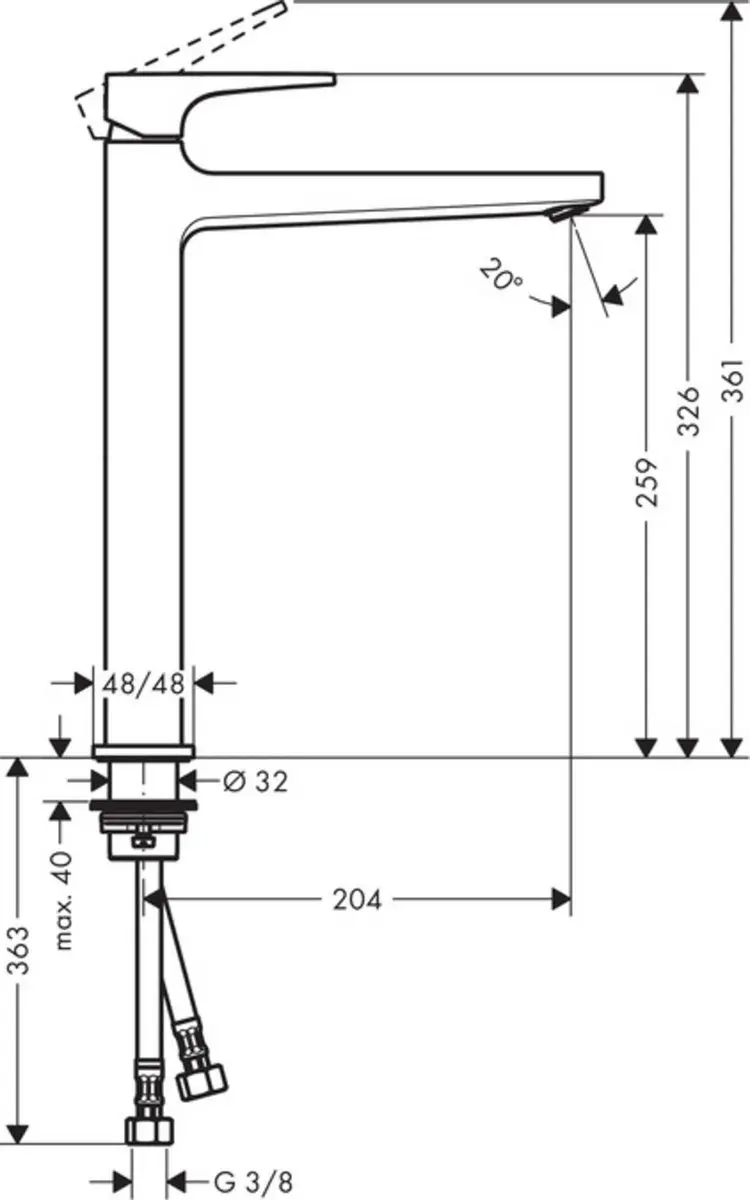 Hansgrohe Metropol 260 Wastafelkraan - Mat Zwart - afbeelding 2 van 6