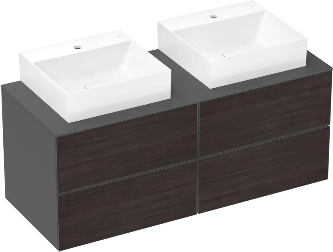 hansgrohe Xevolos E Console 1370/550 met 2 uitsparingen voor opzetwastafel geslepen 500/480 Leigrijs Mat, 54207760
