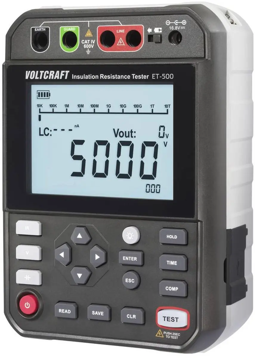 Voltcraft ET-500 Isolatiemeter VC-17072215 - 5.0 TΩ - afbeelding 5 van 5