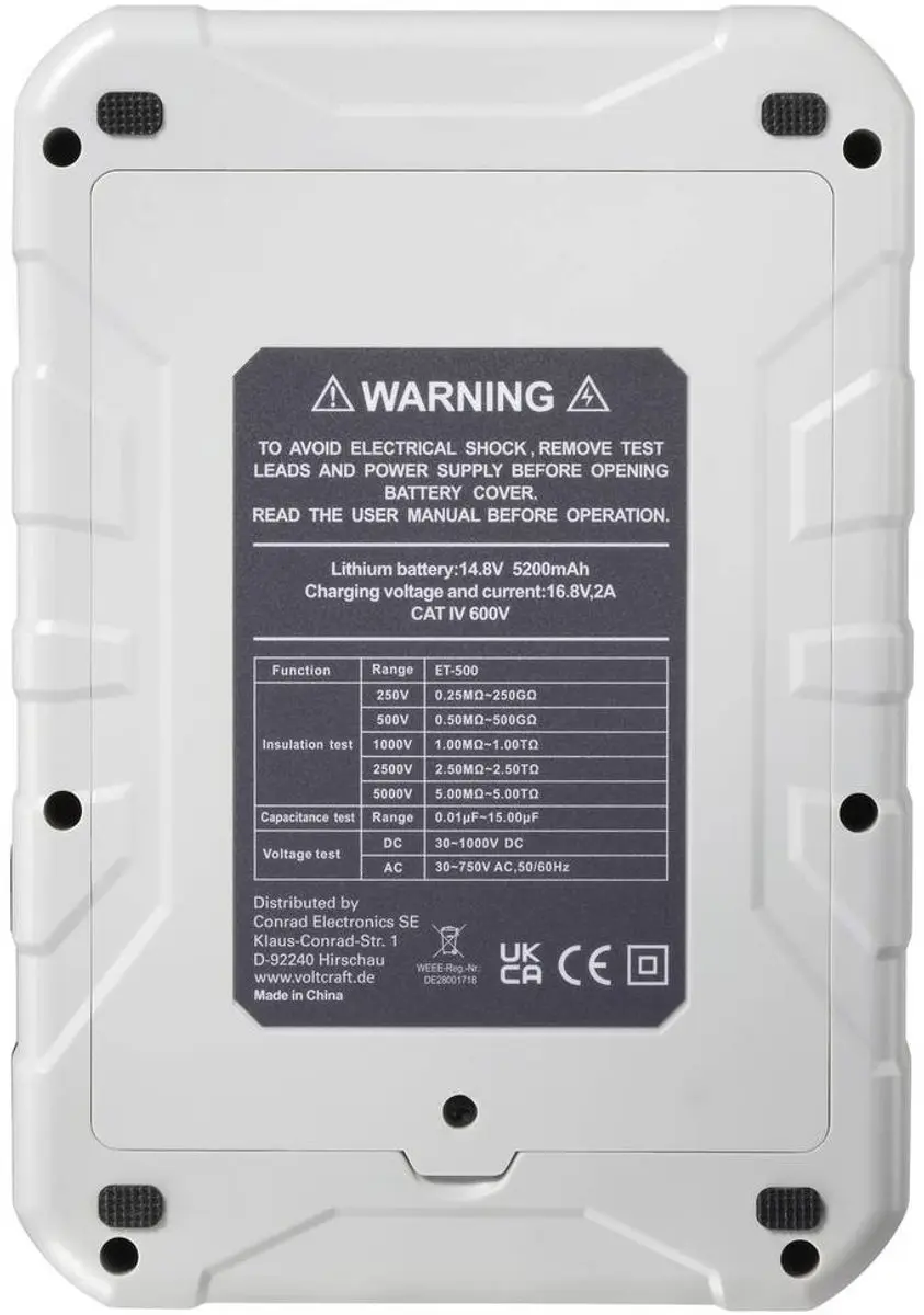 Voltcraft ET-500 Isolatiemeter VC-17072215 - 5.0 TΩ - afbeelding 3 van 5