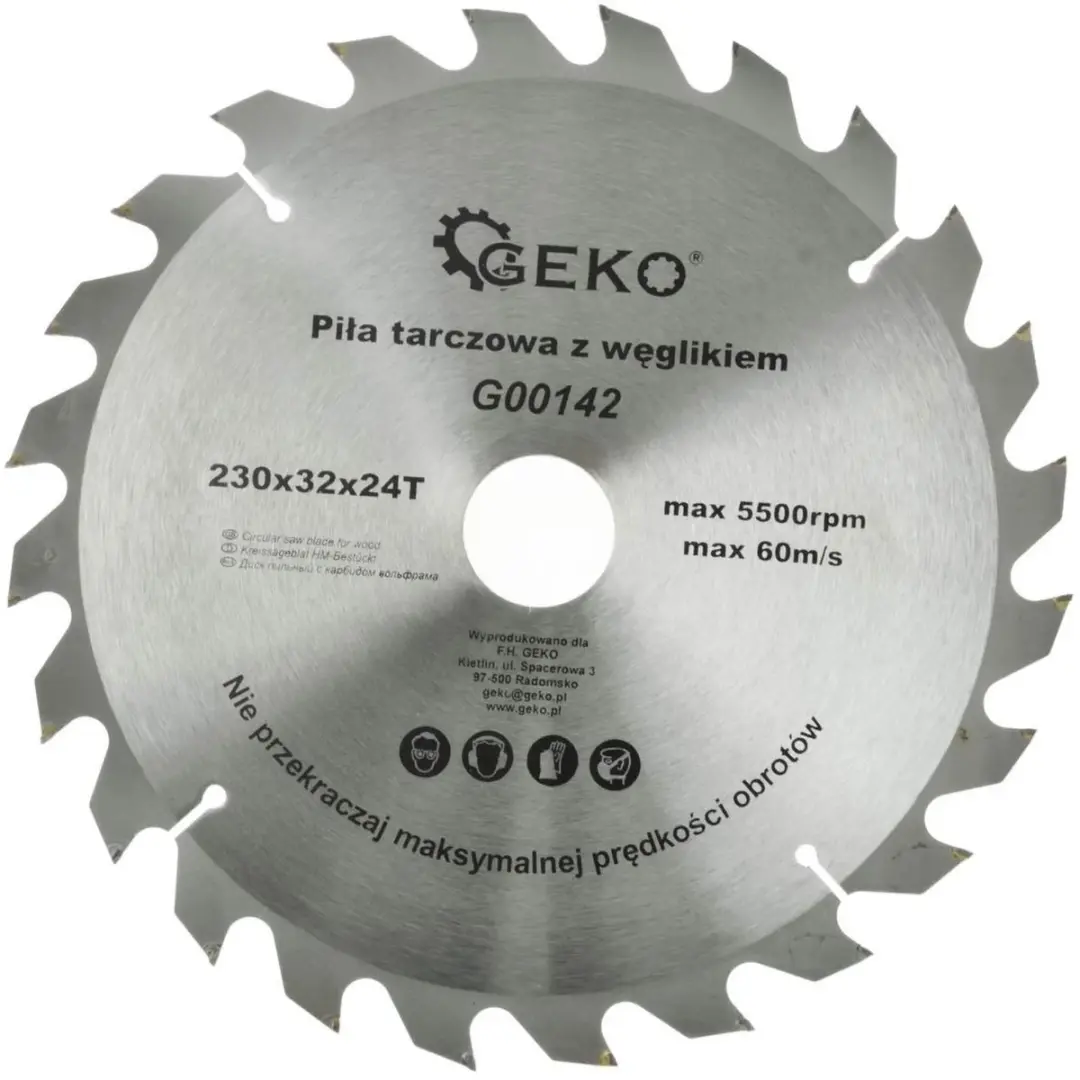 GEKO Cirkelzaagblad TCT 230mm 24 Tanden - afbeelding 2 van 2