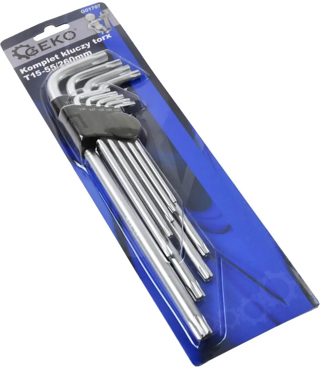 GEKO Torxsleutelset Lange Arm T15-T55 - 9-delig - afbeelding 2 van 6