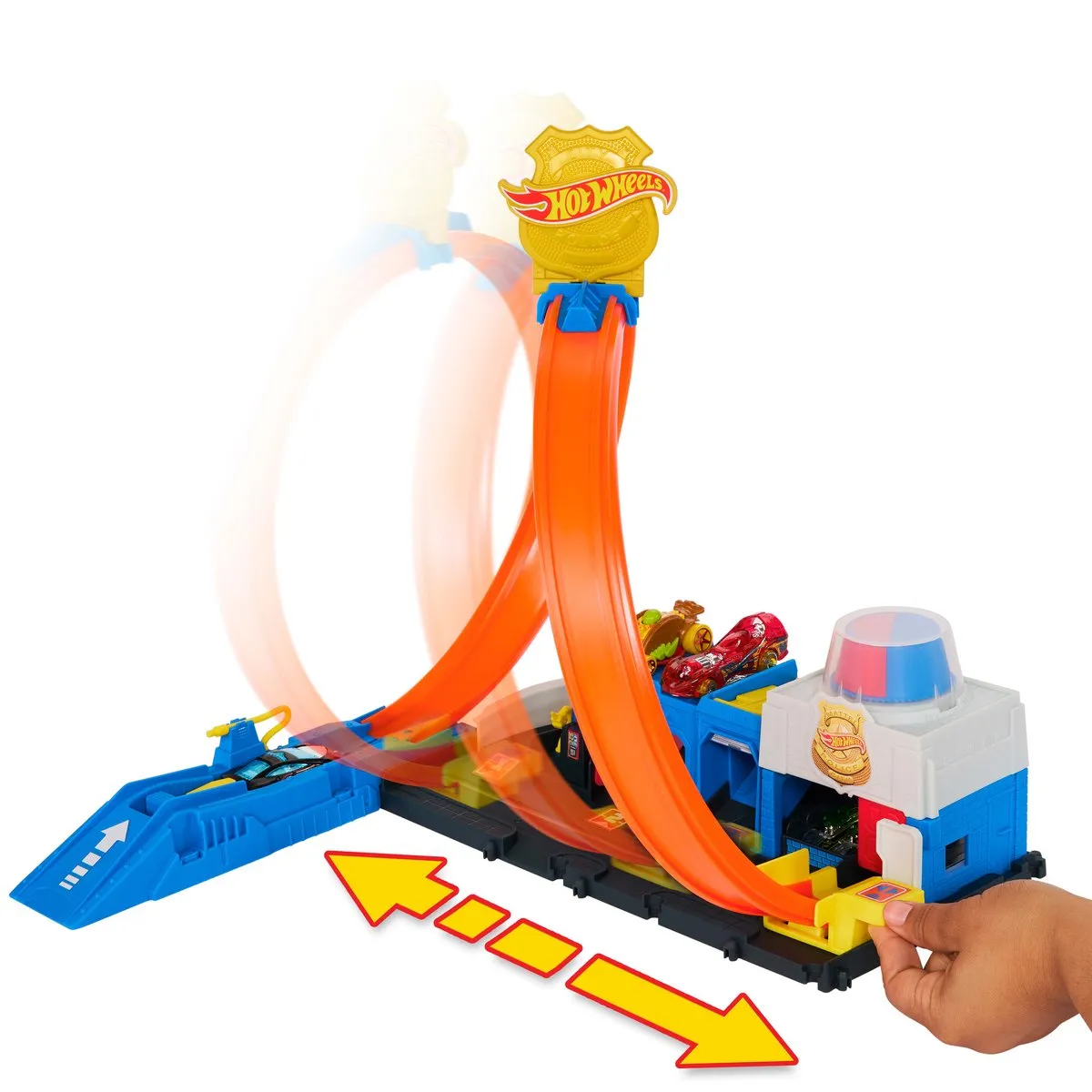 Hot Wheels City Superpolitiebureau JBM71 Loopingbaan - 25 Delen - Blauw