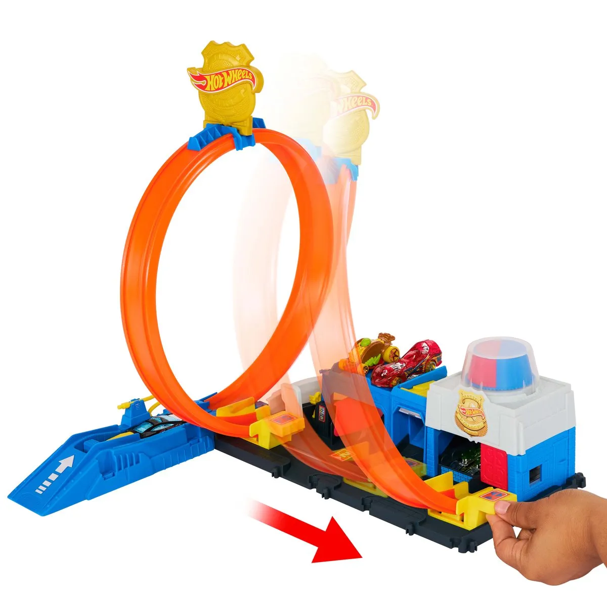 Hot Wheels City Superpolitiebureau JBM71 Loopingbaan - 25 Delen - Blauw