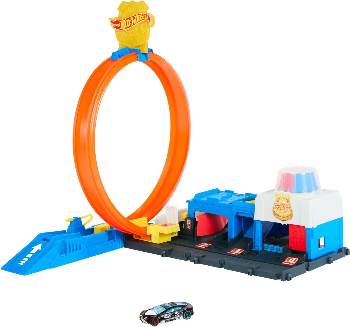 Hot Wheels City Superpolitiebureau JBM71 Loopingbaan - 25 Delen - Blauw - afbeelding 6 van 6