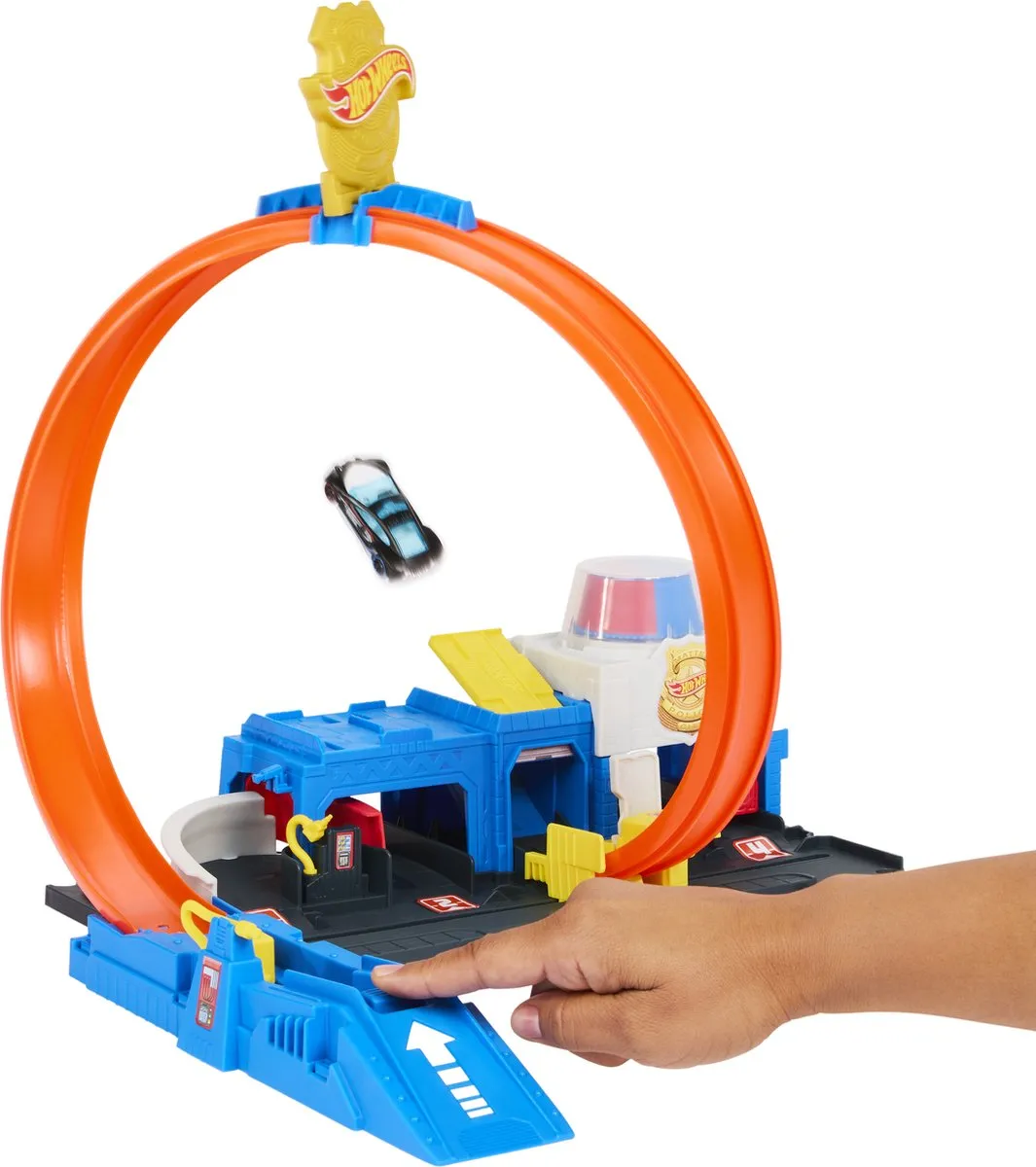 Hot Wheels City Superpolitiebureau JBM71 Loopingbaan - 25 Delen - Blauw
