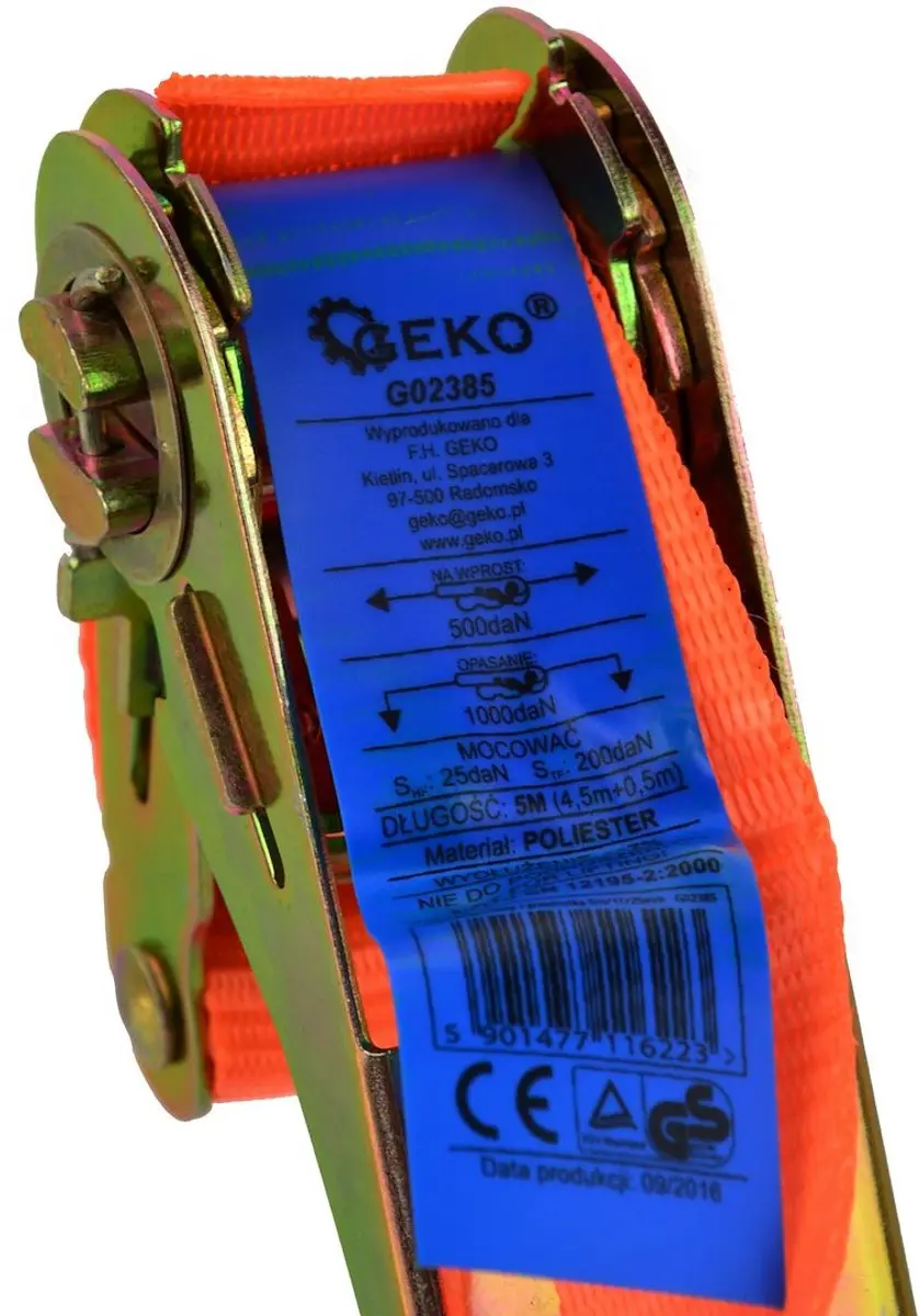 GEKO Rateltrekband 5m 1000 kg - J-haken - afbeelding 4 van 6