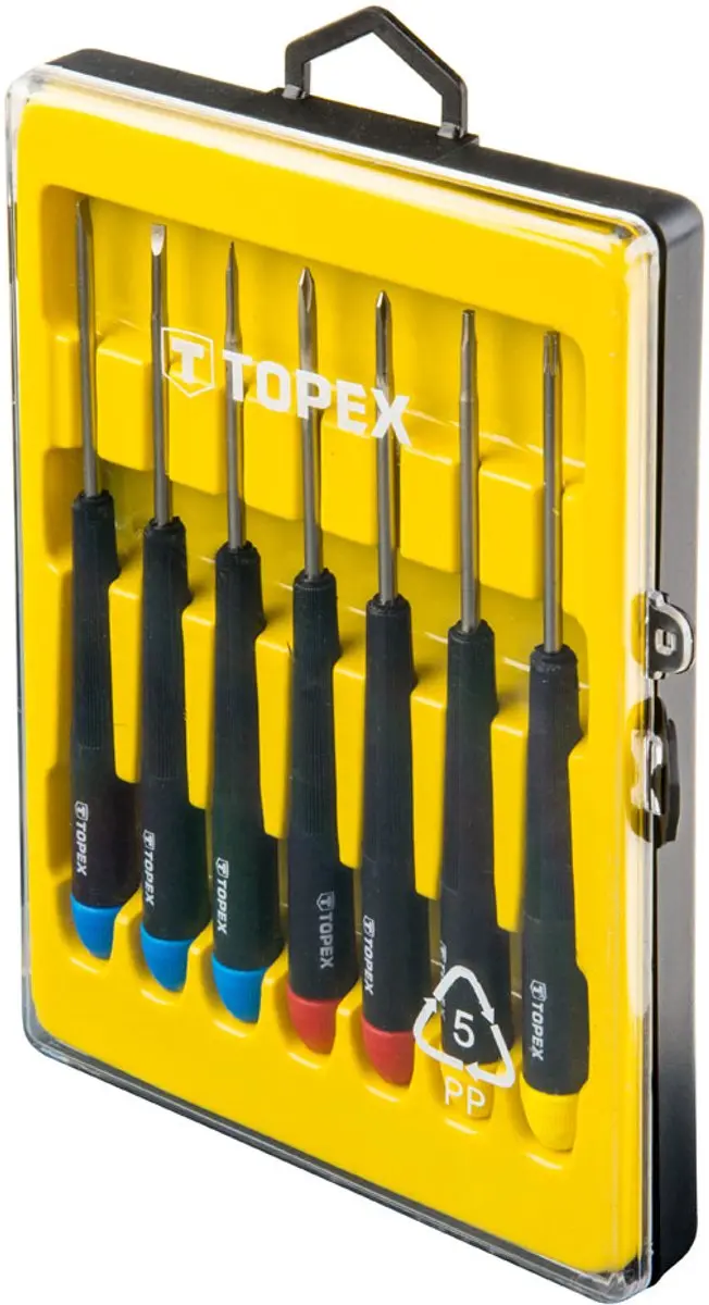 Topex 39D552 Precisieschroevendraaierset 7-delig - Blauw - afbeelding 2 van 4