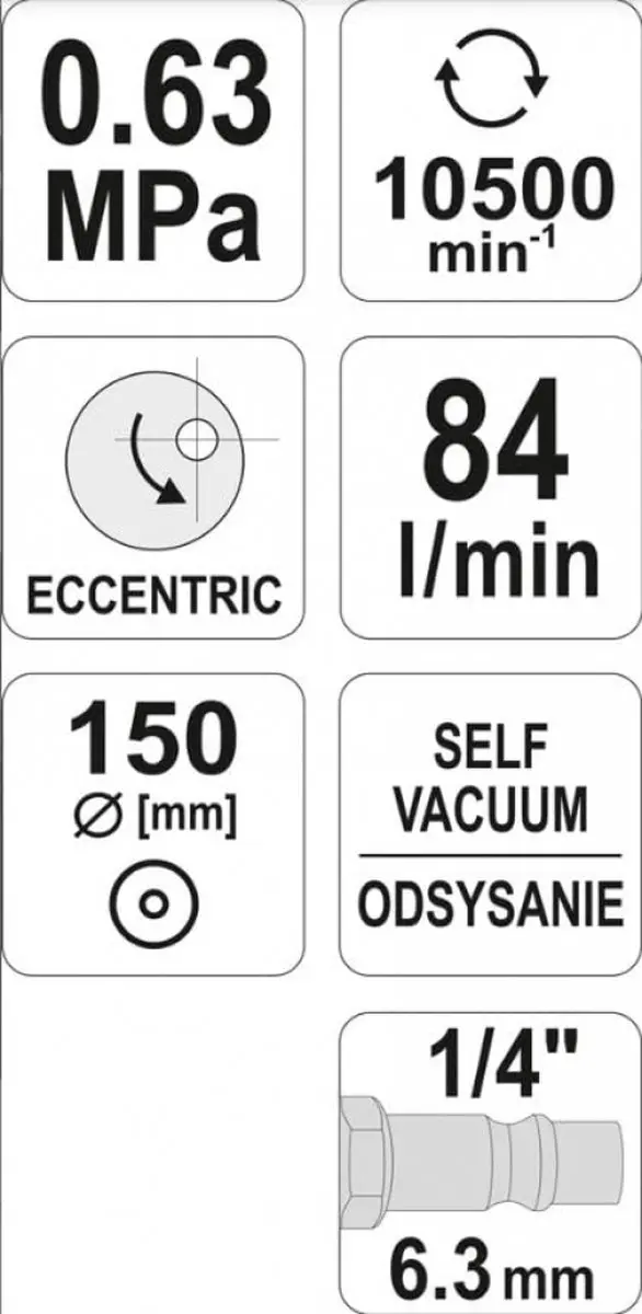 Yato YT-09740 Pneumatische Excenterschuurmachine - 150mm - afbeelding 2 van 6