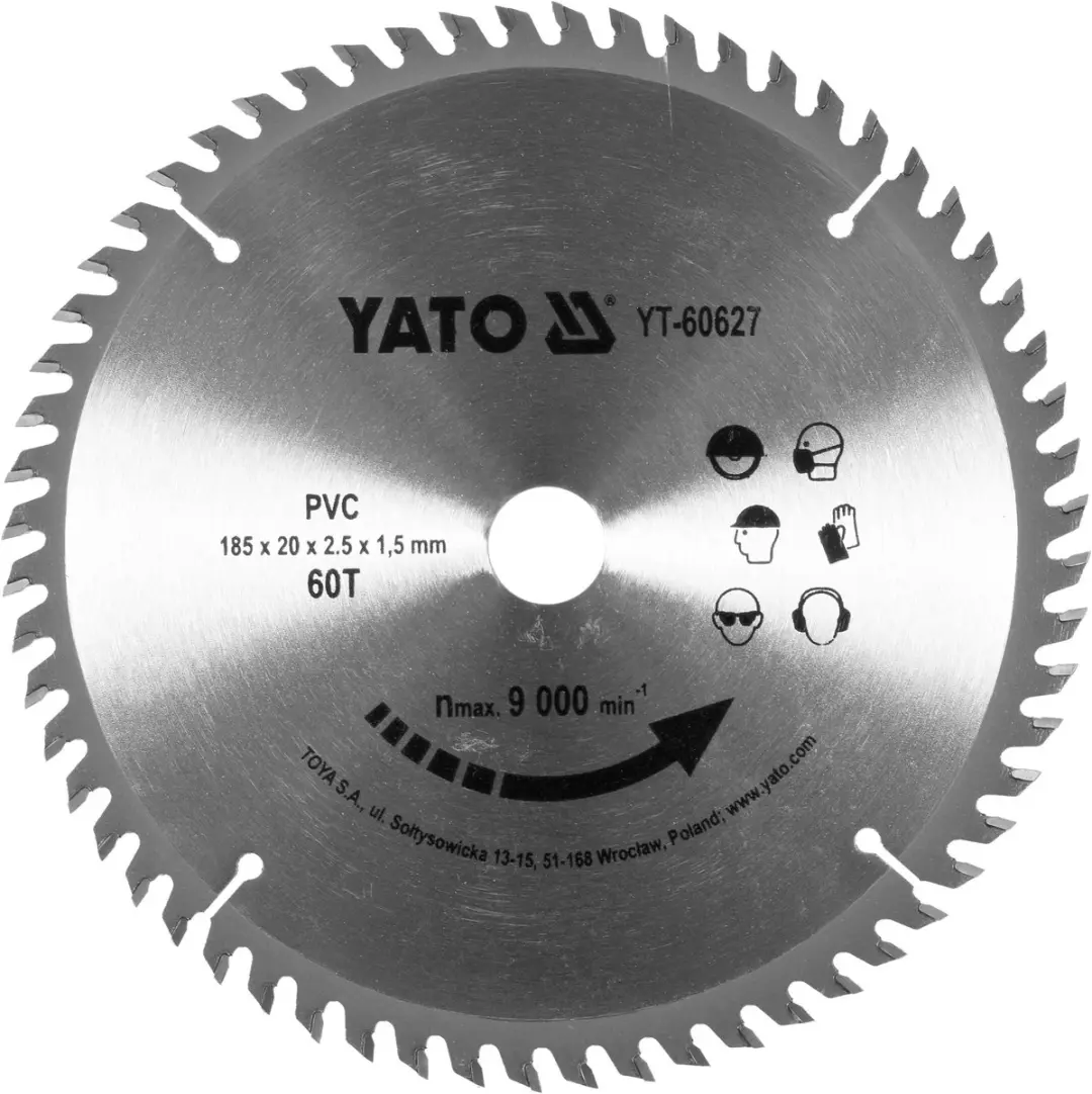 Yato YT-60627 Zaagblad PVC 185mm 60 Tanden