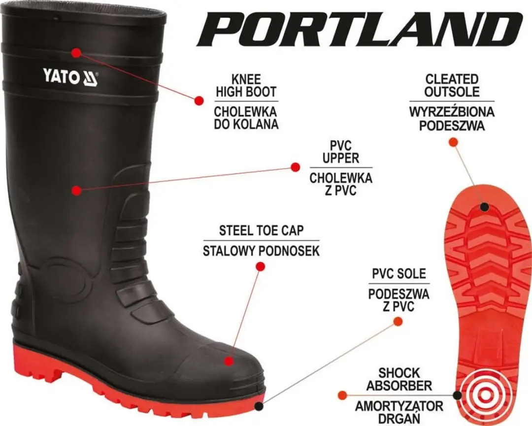 Yato Portland S5 Antislip SRA - Zwart - 45 - afbeelding 2 van 6