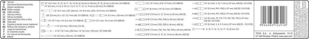 YATO YT-12691 Gereedschapsset - 82 Delig - Zwart - afbeelding 2 van 5
