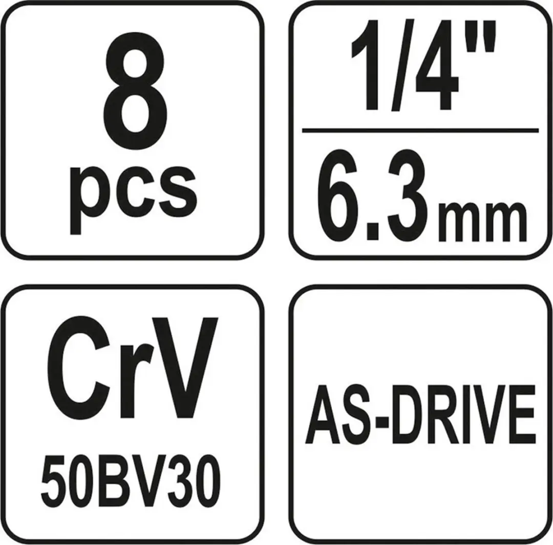 Yato Lange Dopsleutelset 1/4" - 8-delig - afbeelding 3 van 4
