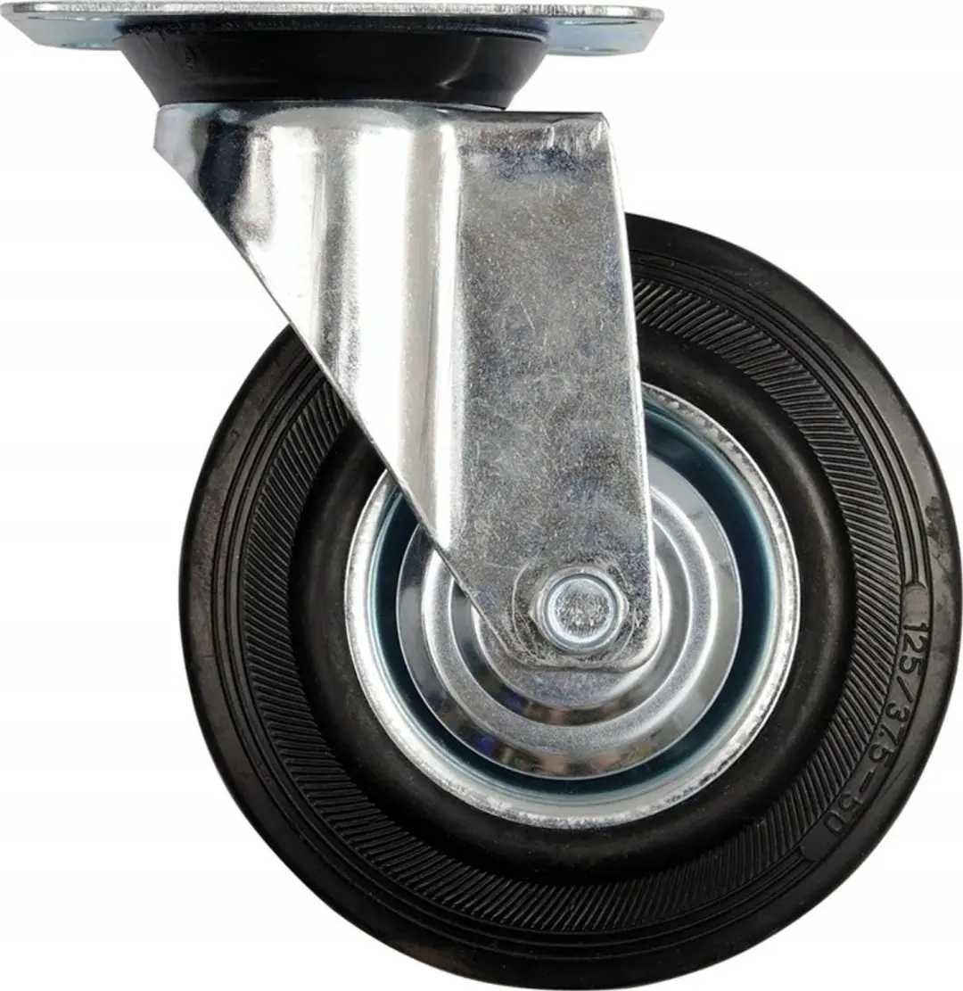 Zwenkbaar Zwart Rubber Wiel 75mm Vorel