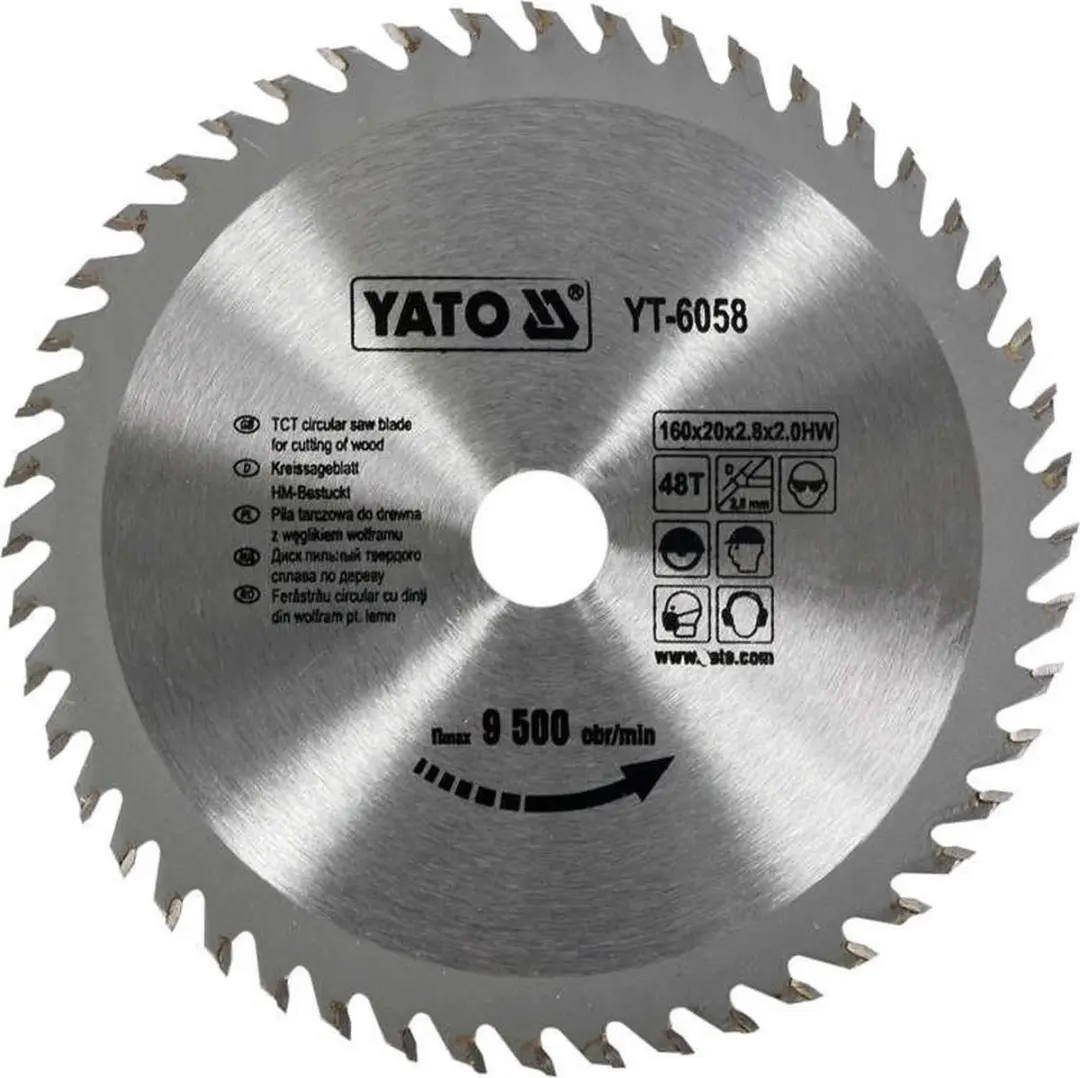 Yato YT-6058 Cirkelzaagblad Ø160mm - 48 Tanden - Hout