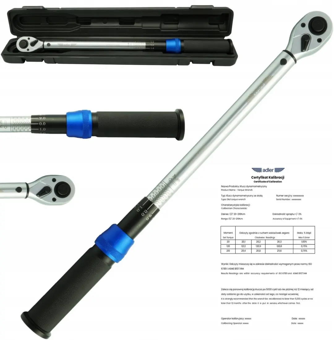 Adler Momentsleutel 1/4" 5-25 Nm Cr-V met Kalibratiecertificaat & Koffer