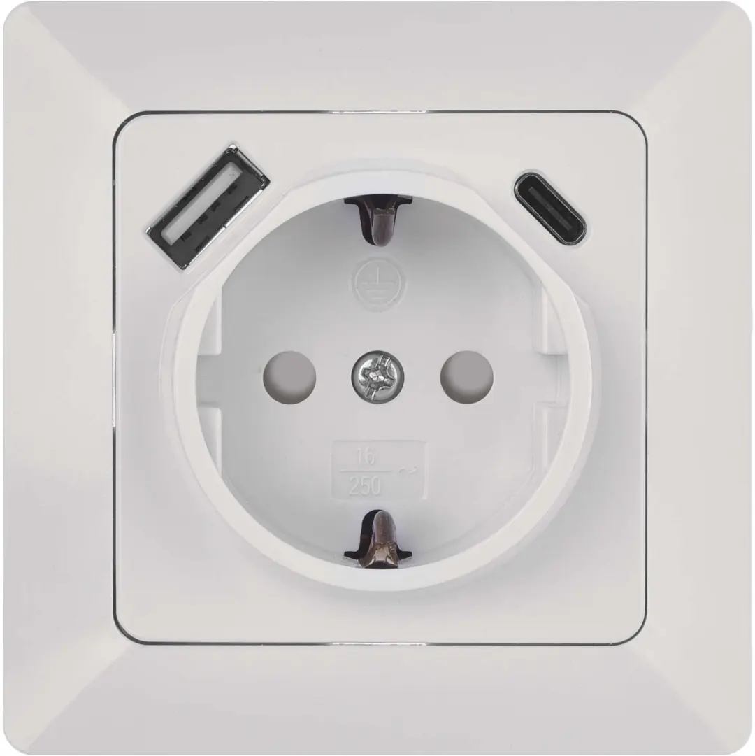 EMOS Stopcontact met USB A + USB C, wit, A6000.5