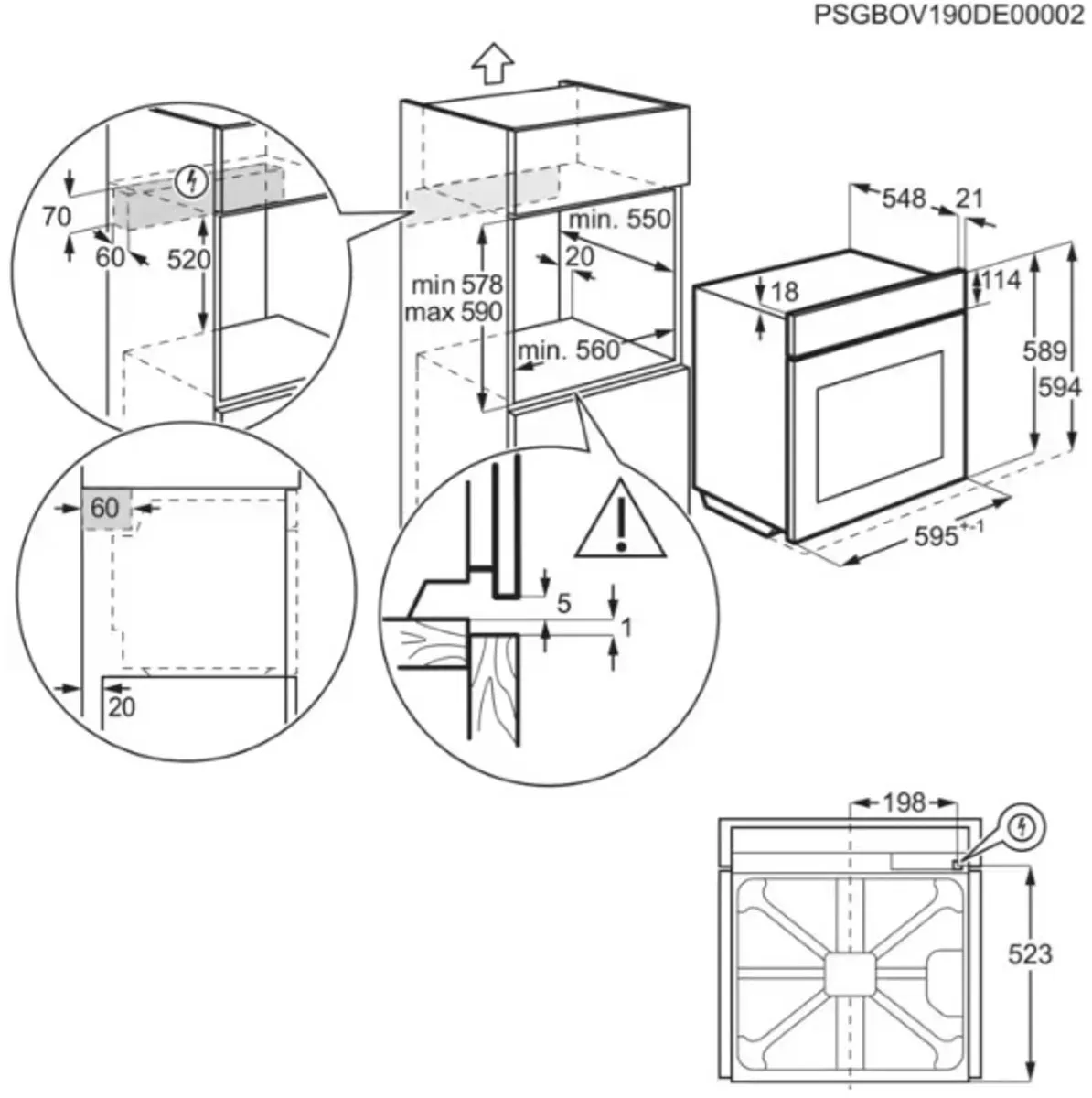 Electrolux EOF4P56X Inbouwoven 72L - 3490W - Pyrolyse - Zwart/Roestvrijstaal