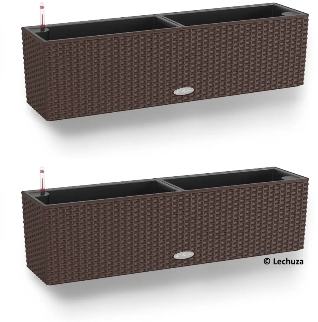 2 x LECHUZA balkonbak Balconera Cottage 80 mokka