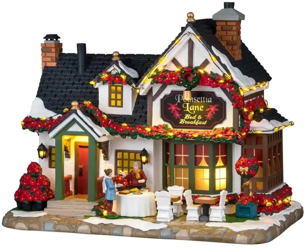 Lemax Poinsettia Lane Bed & Breakfast Kersthuisje