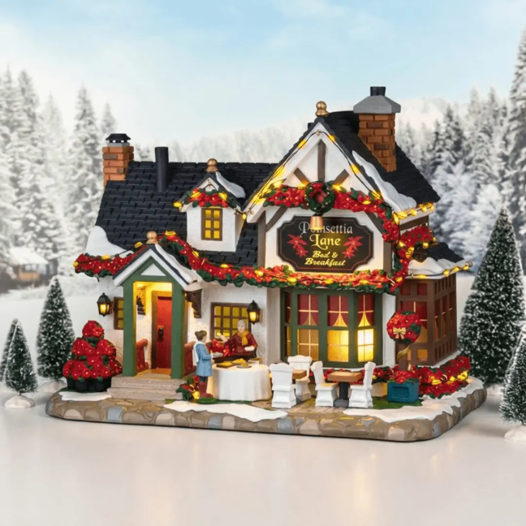 Lemax Poinsettia Lane Bed & Breakfast Kersthuisje - afbeelding 3 van 3