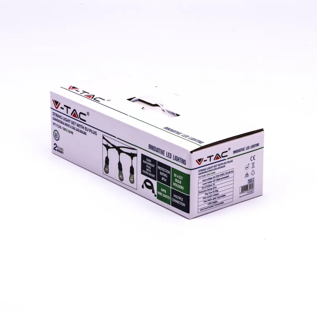 V-TAC VT-7135 String Light LED-lamp - E27 - IP54 - Zwart - afbeelding 6 van 6