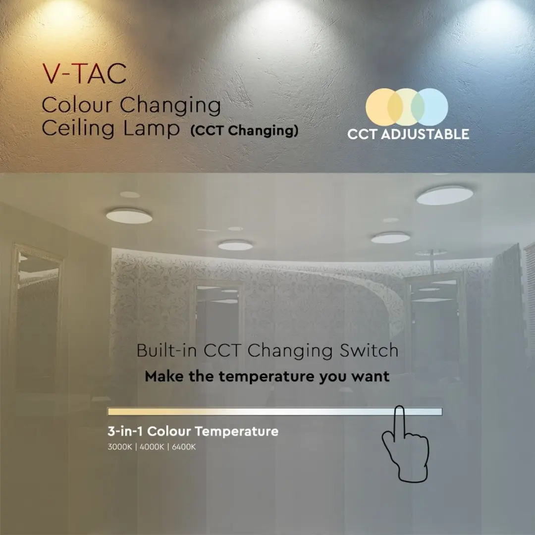 V-TAC VT-8412-S-N Plafondlamp 12W - 1200lm - 3in1 - afbeelding 3 van 6
