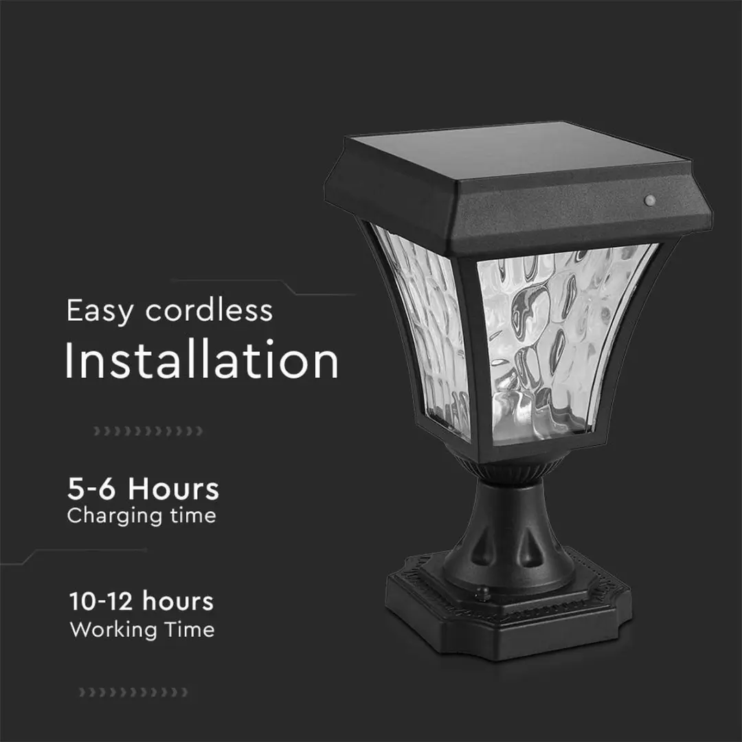 V-TAC VT-983-S Solar Staande Tuinlamp - 2W - Mat Zwart - afbeelding 5 van 6