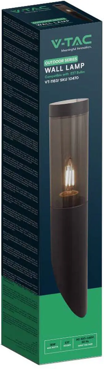 V-TAC VT-1183 Wandlamp Buiten - UP - Down - Wandbevestigingen - E27 Houder - IP44 - Zwart - afbeelding 6 van 6