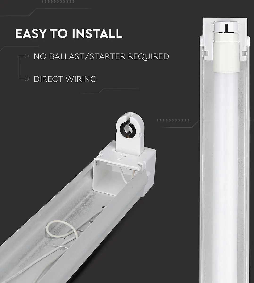 V-TAC VT-16010 LED Tube - Enkele fitting - IP20 - 60CM - afbeelding 6 van 6