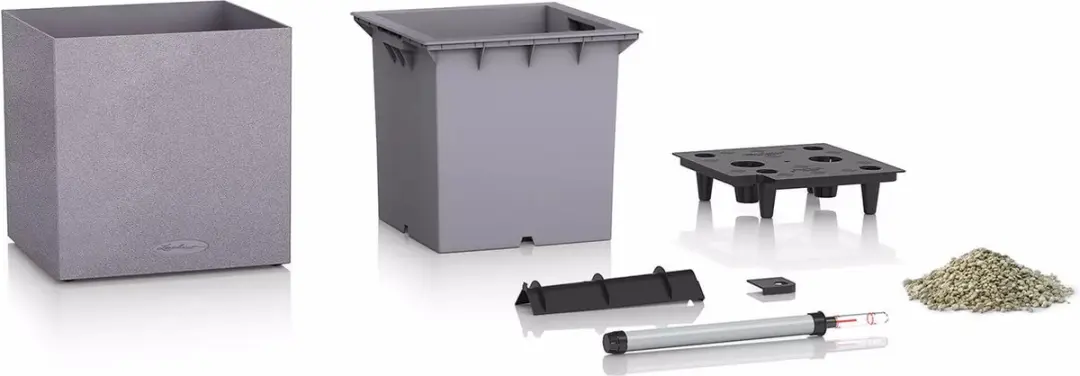 LECHUZA CANTO Stone 40 low - Plantenbak - met uitneembare binnenbak - met bewateringssysteem - ALL-IN-ONE set met LECHUZA-PON - zandbeige - afbeelding 6 van 6