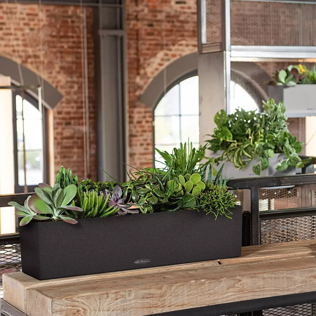 Lechuza Balconera Stone 80 Plantenbak - Grafietzwart - afbeelding 6 van 6