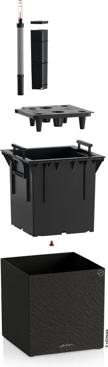 Lechuza CANTO Slatestone 30 low plantenbak - donkergrijs - afbeelding 3 van 6