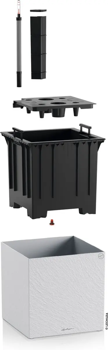 Lechuza CANTO Slatestone 40 low Plantenbak - lichtgrijs - afbeelding 4 van 6