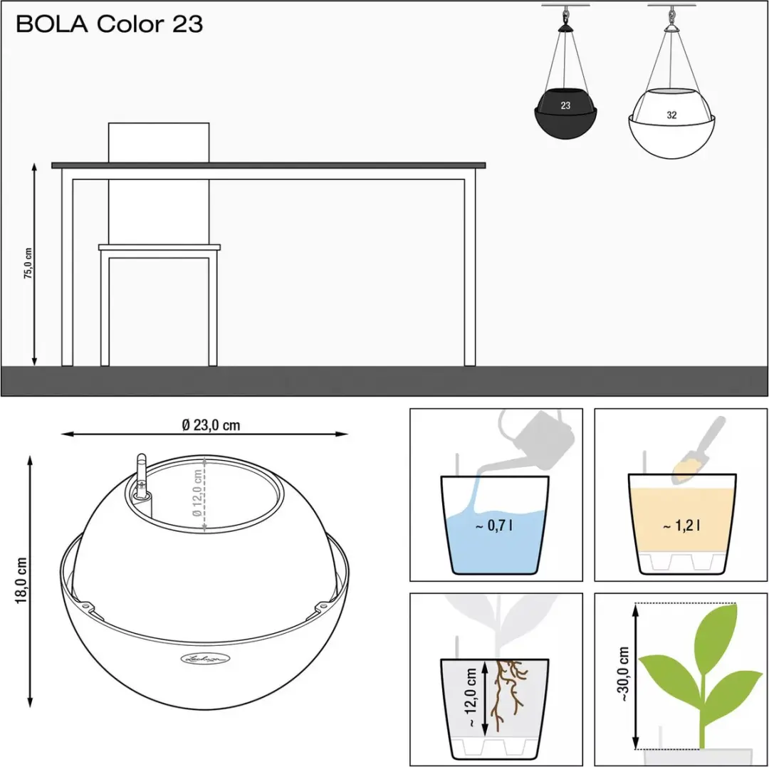 Lechuza Bola Color 23 Plantenbak - 23cm - Zandbruin - afbeelding 3 van 6