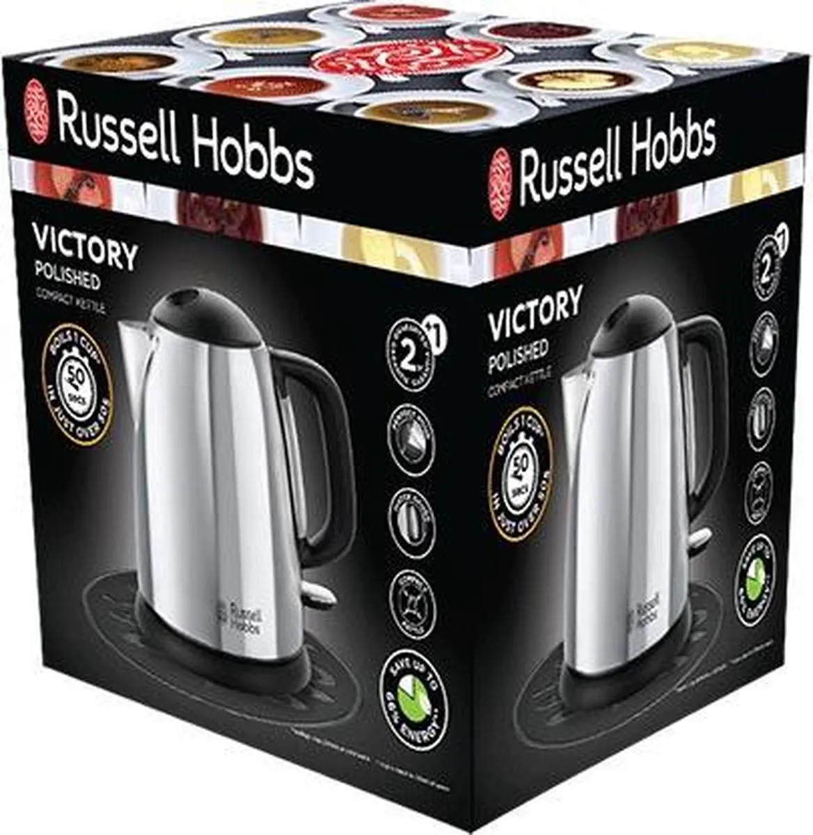 Russell Hobbs Victory Waterkoker 1L 2400W - Zwart/RVS