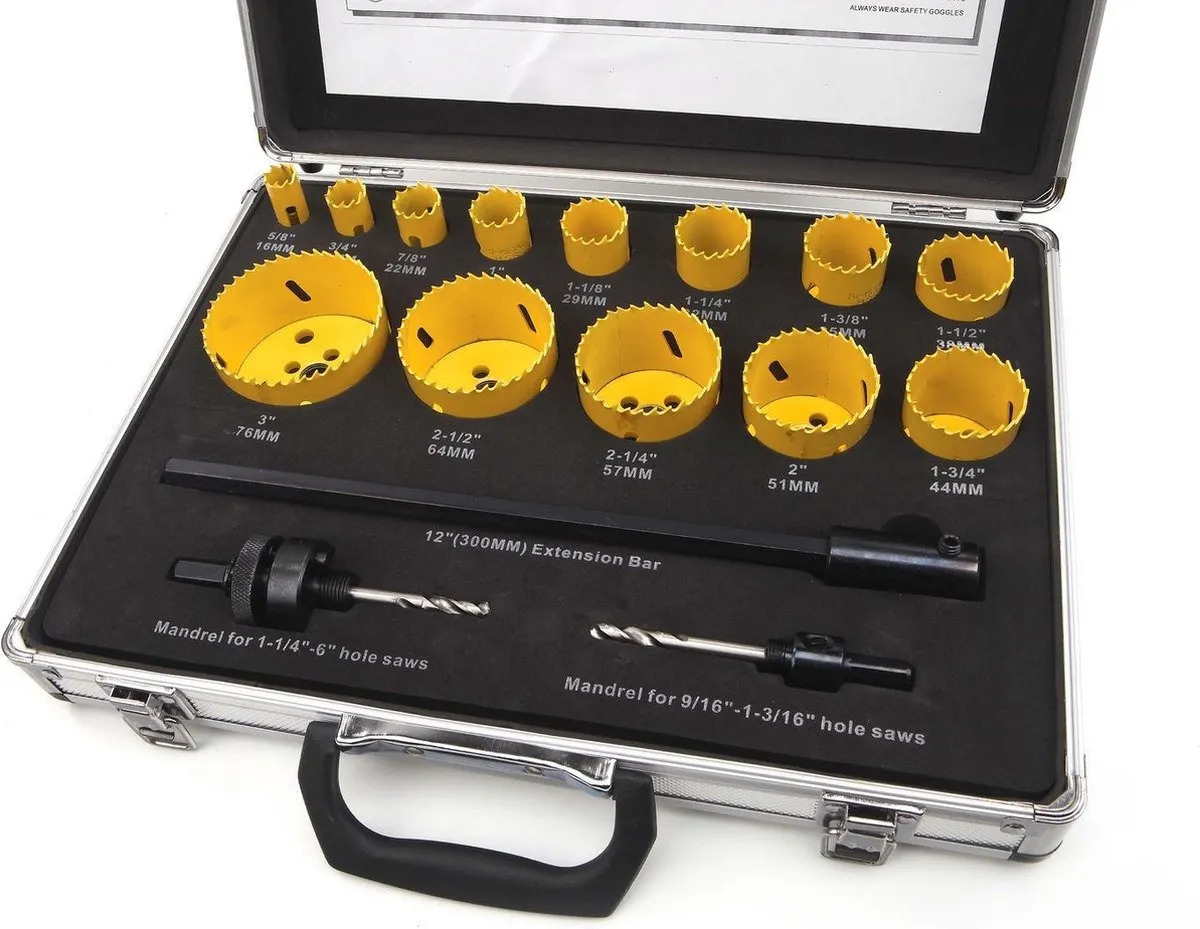 HBM 16-delige Bi-Metaal Gatzagenset Ø7.6cm