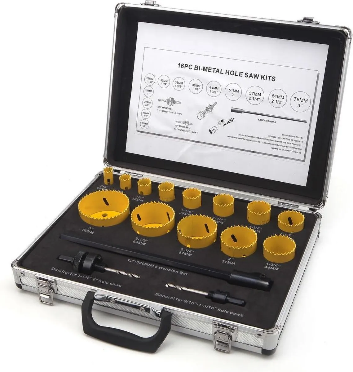 HBM 16-delige Bi-Metaal Gatzagenset Ø7.6cm
