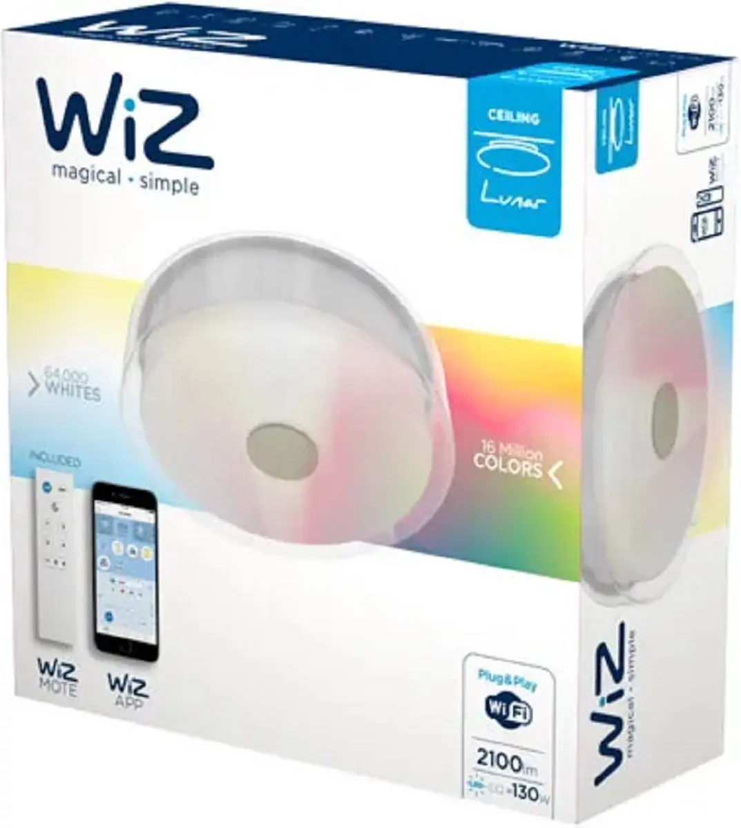 WiZ Lunar Plafondlamp - 2000lm - IP23 - WiZmote - Glas - afbeelding 3 van 6