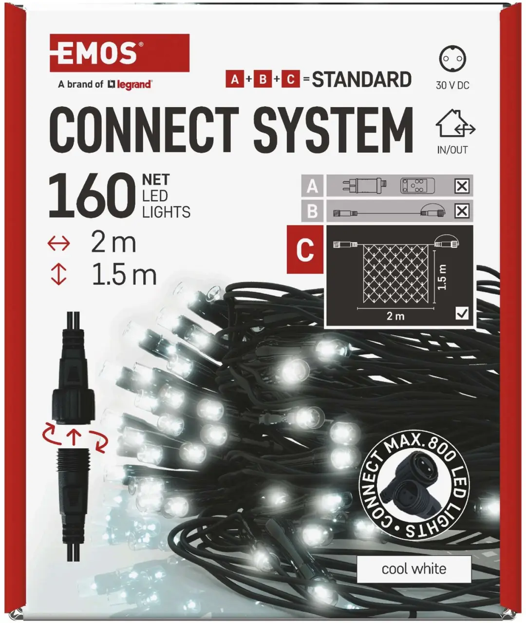 Emos D1DC01 LED Slinger - 160 LED - Koel Wit - Zwart - afbeelding 5 van 6