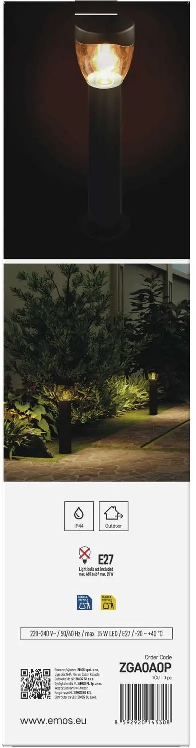 EMOS ARTEO Tuinpaallamp E27 15W - Antraciet - afbeelding 5 van 6