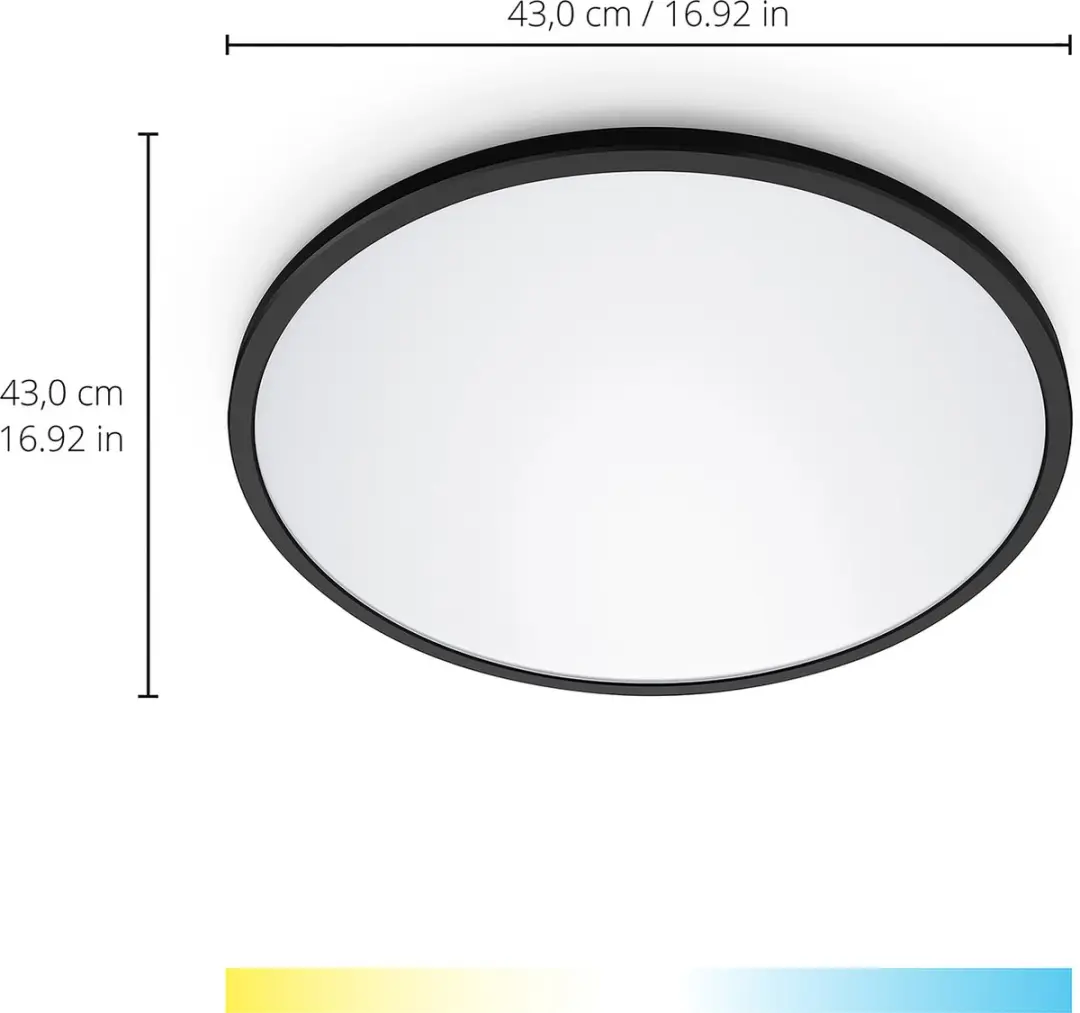 WiZ SuperSlim Plafondlamp 22W - 43cm - Zwart - afbeelding 2 van 6