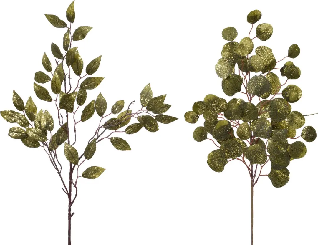 Tak plc blad glitter h72 cm m.groen assorti 1 stuk