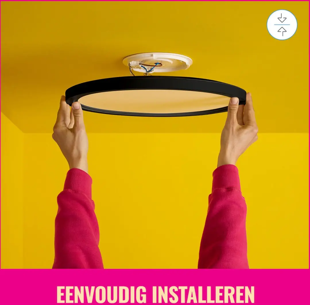 WiZ SuperSlim LED Plafondlamp RGBW - Zwart - afbeelding 4 van 6